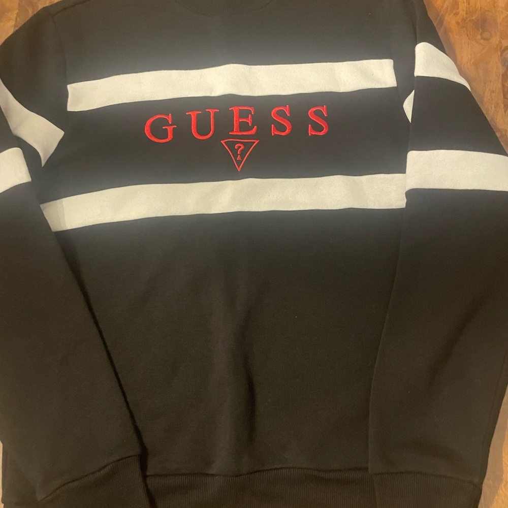 Guess Black and White Striped Sweatshirt
